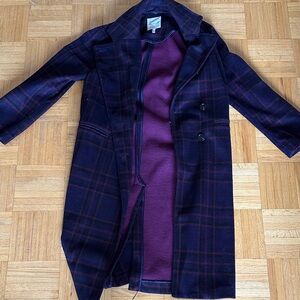 Avec Les Filles Purple Plaid Double-Breasted Coat
